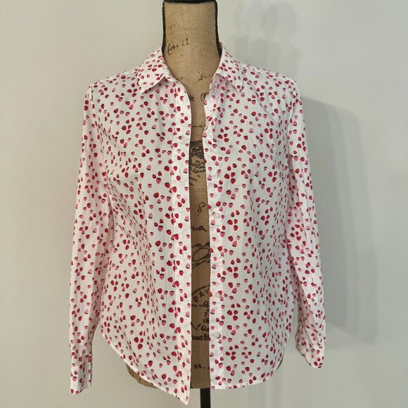 Boden Classic Button-Up Shirt with Unique Strawberry Print | Petite - Picture 2 of 7